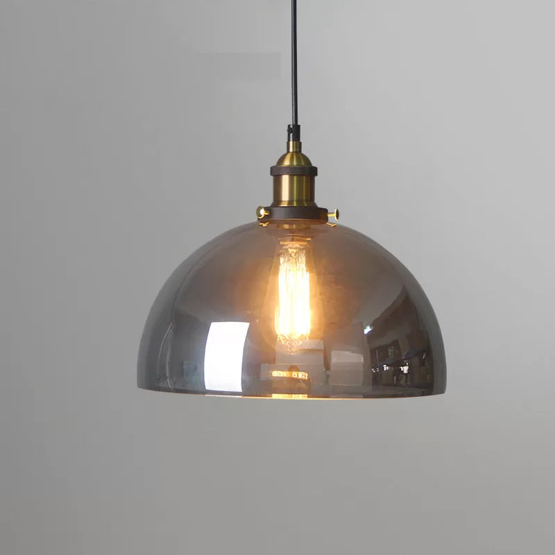 Smoky Grey Glass Pear/Globe Pendant Lamp Retro Style 1 Head Bedside Ceiling Hanging Light in Brass Clearhalo 'Ceiling Lights' 'Glass shade' 'Glass' 'Industrial Pendants' 'Industrial' 'Middle Century Pendants' 'Pendant Lights' 'Pendants' 'Tiffany' Lighting' 1934389