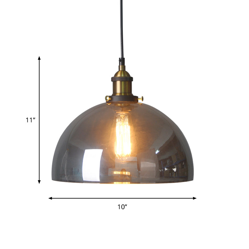 Smoky Grey Glass Pear/Globe Pendant Lamp Retro Style 1 Head Bedside Ceiling Hanging Light in Brass Clearhalo 'Ceiling Lights' 'Glass shade' 'Glass' 'Industrial Pendants' 'Industrial' 'Middle Century Pendants' 'Pendant Lights' 'Pendants' 'Tiffany' Lighting' 1934390