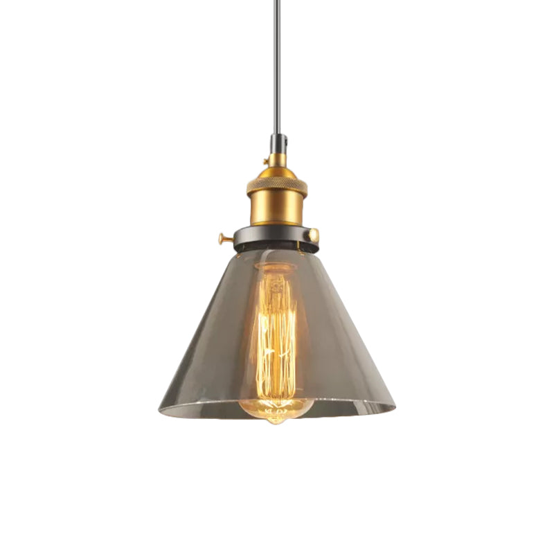 Smoky Grey Glass Pear/Globe Pendant Lamp Retro Style 1 Head Bedside Ceiling Hanging Light in Brass Smoke Gray A Clearhalo 'Ceiling Lights' 'Glass shade' 'Glass' 'Industrial Pendants' 'Industrial' 'Middle Century Pendants' 'Pendant Lights' 'Pendants' 'Tiffany' Lighting' 1934394
