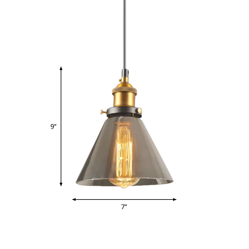 Smoky Grey Glass Pear/Globe Pendant Lamp Retro Style 1 Head Bedside Ceiling Hanging Light in Brass Clearhalo 'Ceiling Lights' 'Glass shade' 'Glass' 'Industrial Pendants' 'Industrial' 'Middle Century Pendants' 'Pendant Lights' 'Pendants' 'Tiffany' Lighting' 1934396