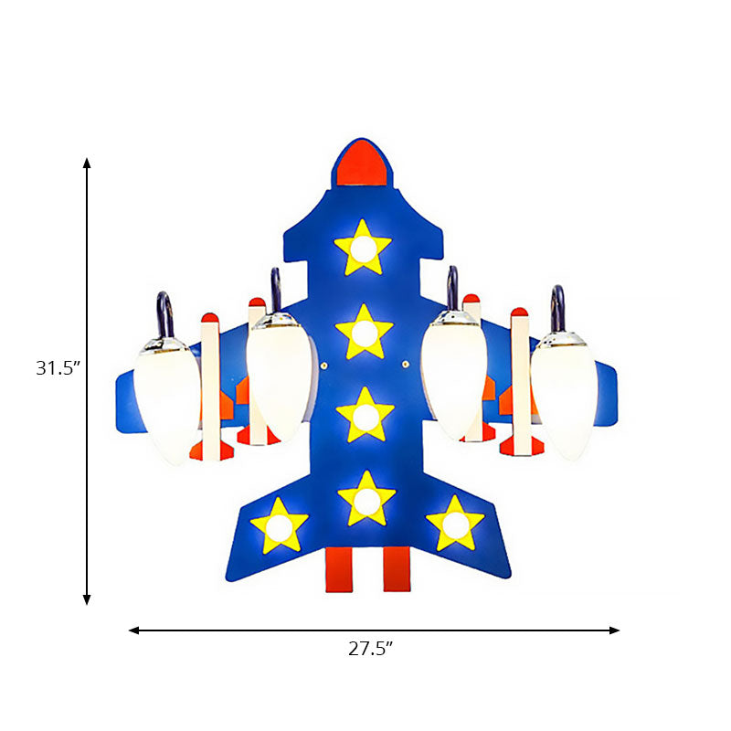 American Style Airplane Ceiling Lamp Wood 4 Lights Blue Ceiling Mount Light for Boys Bedroom Clearhalo 'Ceiling Lights' 'Close To Ceiling Lights' 'Close to ceiling' 'Flush mount' Lighting' 193443