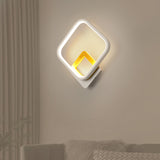 Metal Diamond-Frame Wall Sconce Minimalist White and Wood LED Wall Mounted Light in Warm/White Light White Clearhalo 'Cast Iron' 'Glass' 'Industrial' 'Modern wall lights' 'Modern' 'Tiffany' 'Traditional wall lights' 'Wall Lamps & Sconces' 'Wall Lights' Lighting' 1934435