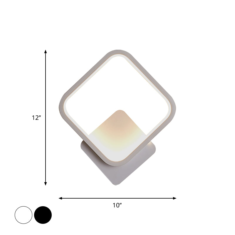 Round/Square Bedside Wall Light Aluminum Minimalistic LED Sconce Lighting in Black/White, 8"/10"/12.5" Dia Clearhalo 'Cast Iron' 'Glass' 'Industrial' 'Modern wall lights' 'Modern' 'Tiffany' 'Traditional wall lights' 'Wall Lamps & Sconces' 'Wall Lights' Lighting' 1934455