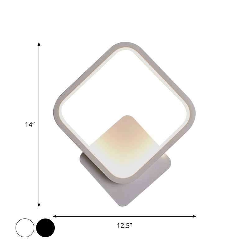 Round/Square Bedside Wall Light Aluminum Minimalistic LED Sconce Lighting in Black/White, 8"/10"/12.5" Dia Clearhalo 'Cast Iron' 'Glass' 'Industrial' 'Modern wall lights' 'Modern' 'Tiffany' 'Traditional wall lights' 'Wall Lamps & Sconces' 'Wall Lights' Lighting' 1934456