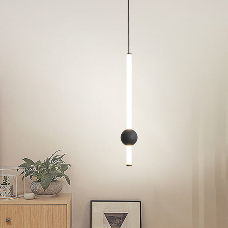 Sword-Shape LED Hanging Lamp Kit Simplicity Acrylic Black/White Suspended Lighting Fixture in Warm/White/3 Color Light Clearhalo 'Ceiling Lights' 'Modern Pendants' 'Modern' 'Pendant Lights' 'Pendants' Lighting' 1934478