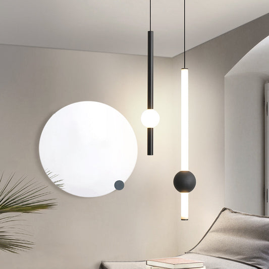 Sword-Shape LED Hanging Lamp Kit Simplicity Acrylic Black/White Suspended Lighting Fixture in Warm/White/3 Color Light Black Clearhalo 'Ceiling Lights' 'Modern Pendants' 'Modern' 'Pendant Lights' 'Pendants' Lighting' 1934482