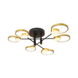 Branch Semi Flush Mount Chandelier Contemporary Metal 4/6-Bulb Gold Ceiling Lamp in Warm/White Light Clearhalo 'Ceiling Lights' 'Close To Ceiling Lights' 'Close to ceiling' 'Semi-flushmount' Lighting' 1934503