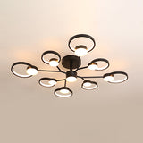 Branched Bedroom Semi Flush Light Metallic 6/9 Lights Modern Ceiling Mount Lamp in Black/Gold, Warm/White Light Clearhalo 'Ceiling Lights' 'Close To Ceiling Lights' 'Close to ceiling' 'Semi-flushmount' Lighting' 1934545