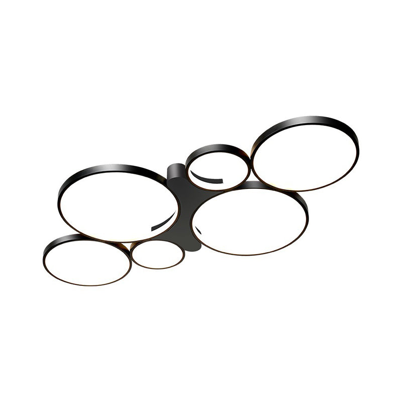 Circular/Square Living Room Ceiling Lamp Metal 6-Light Contemporary Flush Mount in Black/Gold, Warm/White Light Clearhalo 'Ceiling Lights' 'Close To Ceiling Lights' 'Close to ceiling' 'Semi-flushmount' Lighting' 1934571
