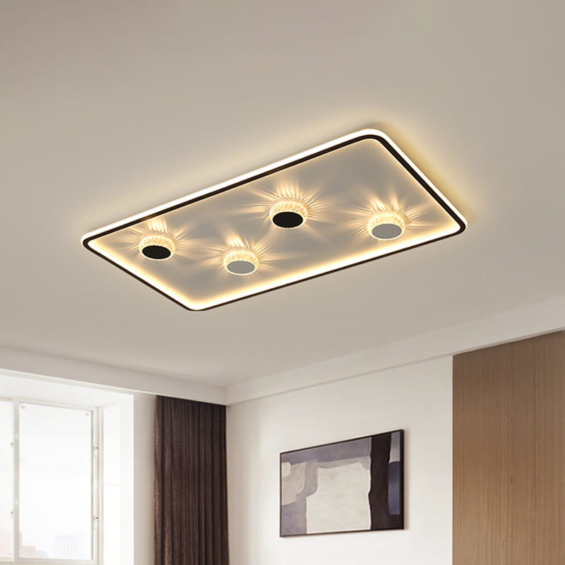 Acrylic Round/Rectangle/Square Flush Light Minimalist Black LED Ceiling Mounted Lamp in Warm/White Light with Decorative Crystal Clearhalo 'Ceiling Lights' 'Close To Ceiling Lights' 'Close to ceiling' 'Flush mount' Lighting' 1934574