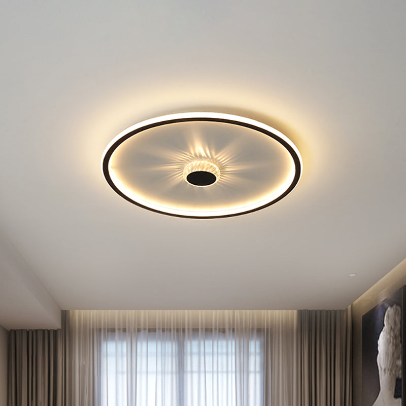 Acrylic Round/Rectangle/Square Flush Light Minimalist Black LED Ceiling Mounted Lamp in Warm/White Light with Decorative Crystal Clearhalo 'Ceiling Lights' 'Close To Ceiling Lights' 'Close to ceiling' 'Flush mount' Lighting' 1934578