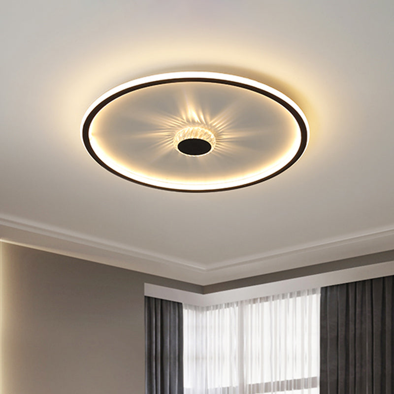 Acrylic Round/Rectangle/Square Flush Light Minimalist Black LED Ceiling Mounted Lamp in Warm/White Light with Decorative Crystal Clearhalo 'Ceiling Lights' 'Close To Ceiling Lights' 'Close to ceiling' 'Flush mount' Lighting' 1934579