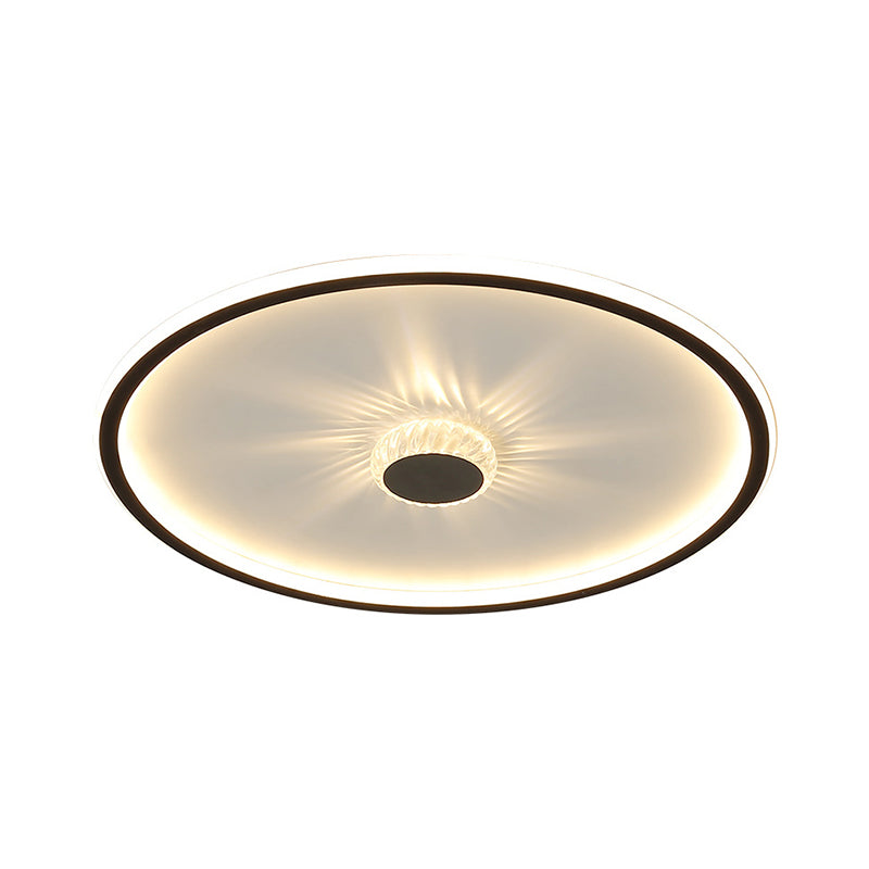 Acrylic Round/Rectangle/Square Flush Light Minimalist Black LED Ceiling Mounted Lamp in Warm/White Light with Decorative Crystal Clearhalo 'Ceiling Lights' 'Close To Ceiling Lights' 'Close to ceiling' 'Flush mount' Lighting' 1934580