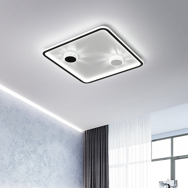 Acrylic Round/Rectangle/Square Flush Light Minimalist Black LED Ceiling Mounted Lamp in Warm/White Light with Decorative Crystal Clearhalo 'Ceiling Lights' 'Close To Ceiling Lights' 'Close to ceiling' 'Flush mount' Lighting' 1934583