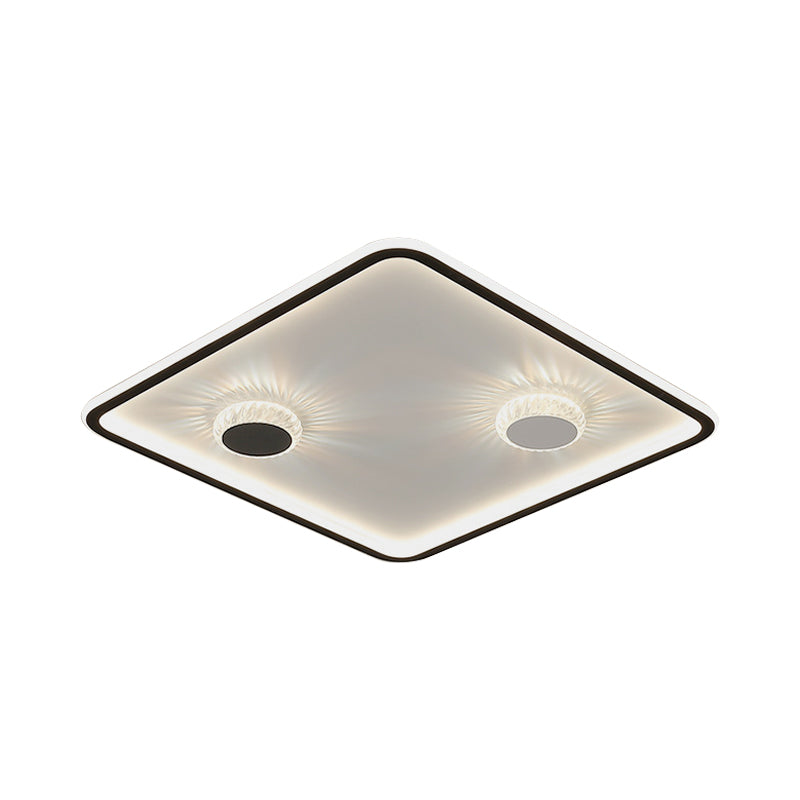 Acrylic Round/Rectangle/Square Flush Light Minimalist Black LED Ceiling Mounted Lamp in Warm/White Light with Decorative Crystal Clearhalo 'Ceiling Lights' 'Close To Ceiling Lights' 'Close to ceiling' 'Flush mount' Lighting' 1934585