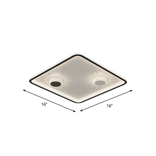 Acrylic Round/Rectangle/Square Flush Light Minimalist Black LED Ceiling Mounted Lamp in Warm/White Light with Decorative Crystal Clearhalo 'Ceiling Lights' 'Close To Ceiling Lights' 'Close to ceiling' 'Flush mount' Lighting' 1934586
