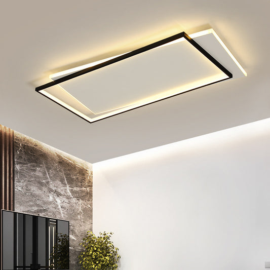Dual Round/Square/Rectangle Flush Mount Simplicity Acrylic Black LED Ceiling Lighting in Warm/White Light Black Rectangle Clearhalo 'Ceiling Lights' 'Close To Ceiling Lights' 'Close to ceiling' 'Flush mount' Lighting' 1934587