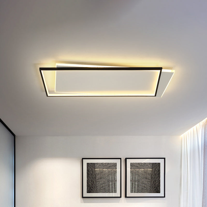 Dual Round/Square/Rectangle Flush Mount Simplicity Acrylic Black LED Ceiling Lighting in Warm/White Light Clearhalo 'Ceiling Lights' 'Close To Ceiling Lights' 'Close to ceiling' 'Flush mount' Lighting' 1934588