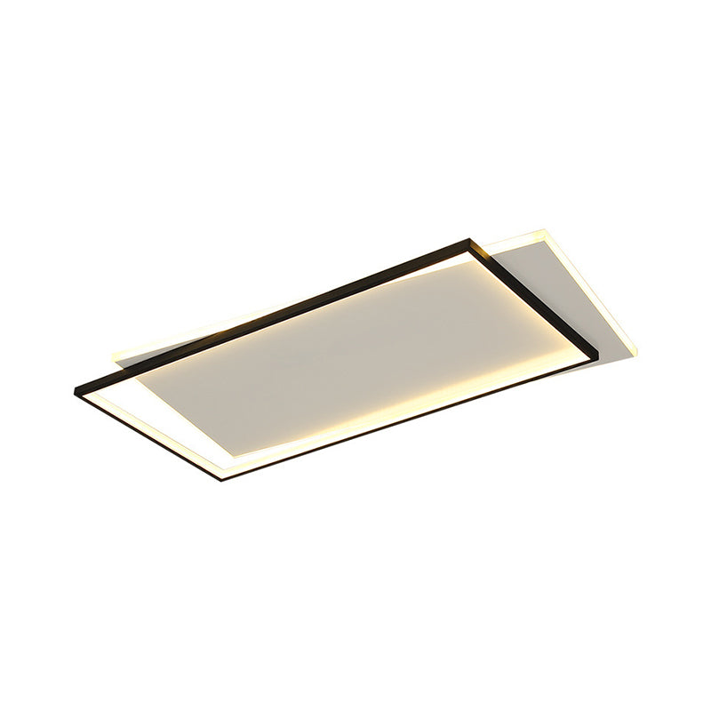 Dual Round/Square/Rectangle Flush Mount Simplicity Acrylic Black LED Ceiling Lighting in Warm/White Light Clearhalo 'Ceiling Lights' 'Close To Ceiling Lights' 'Close to ceiling' 'Flush mount' Lighting' 1934589