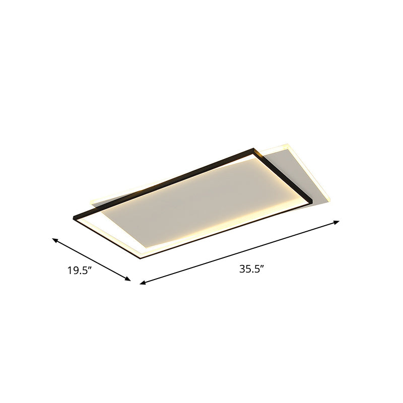 Dual Round/Square/Rectangle Flush Mount Simplicity Acrylic Black LED Ceiling Lighting in Warm/White Light Clearhalo 'Ceiling Lights' 'Close To Ceiling Lights' 'Close to ceiling' 'Flush mount' Lighting' 1934591