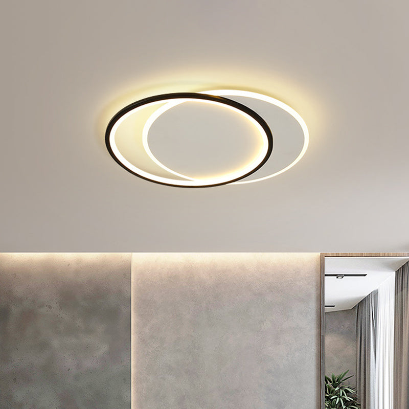 Dual Round/Square/Rectangle Flush Mount Simplicity Acrylic Black LED Ceiling Lighting in Warm/White Light Clearhalo 'Ceiling Lights' 'Close To Ceiling Lights' 'Close to ceiling' 'Flush mount' Lighting' 1934593