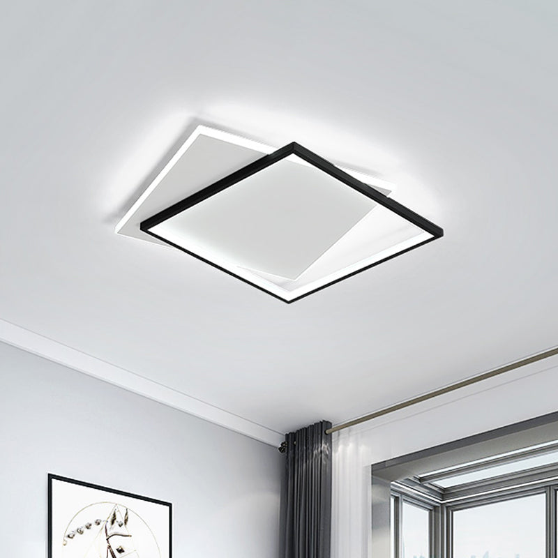 Dual Round/Square/Rectangle Flush Mount Simplicity Acrylic Black LED Ceiling Lighting in Warm/White Light Clearhalo 'Ceiling Lights' 'Close To Ceiling Lights' 'Close to ceiling' 'Flush mount' Lighting' 1934598