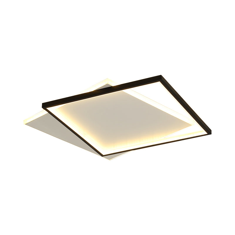 Dual Round/Square/Rectangle Flush Mount Simplicity Acrylic Black LED Ceiling Lighting in Warm/White Light Clearhalo 'Ceiling Lights' 'Close To Ceiling Lights' 'Close to ceiling' 'Flush mount' Lighting' 1934599