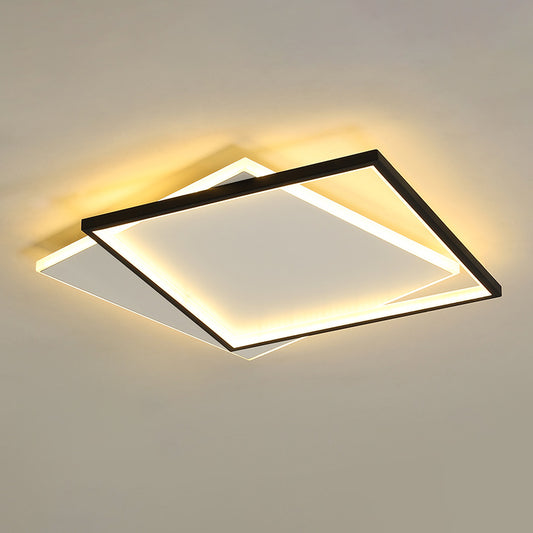 Dual Round/Square/Rectangle Flush Mount Simplicity Acrylic Black LED Ceiling Lighting in Warm/White Light Clearhalo 'Ceiling Lights' 'Close To Ceiling Lights' 'Close to ceiling' 'Flush mount' Lighting' 1934600