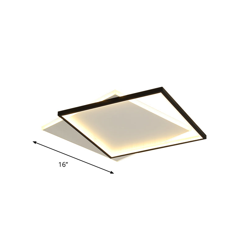 Dual Round/Square/Rectangle Flush Mount Simplicity Acrylic Black LED Ceiling Lighting in Warm/White Light Clearhalo 'Ceiling Lights' 'Close To Ceiling Lights' 'Close to ceiling' 'Flush mount' Lighting' 1934601