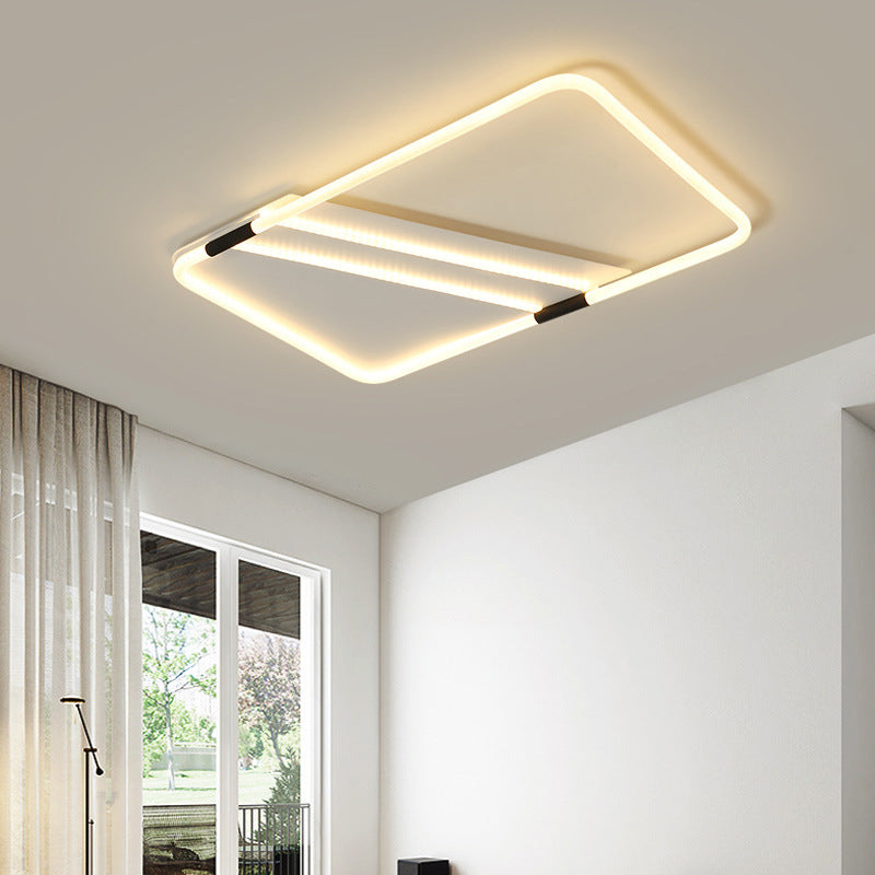 Simple LED Ceiling Flush Light White Rectangle/Round/Square Flushmount Lighting with Acrylic Shade in Warm/White Light White Rectangle Clearhalo 'Ceiling Lights' 'Close To Ceiling Lights' 'Close to ceiling' 'Flush mount' Lighting' 1934602