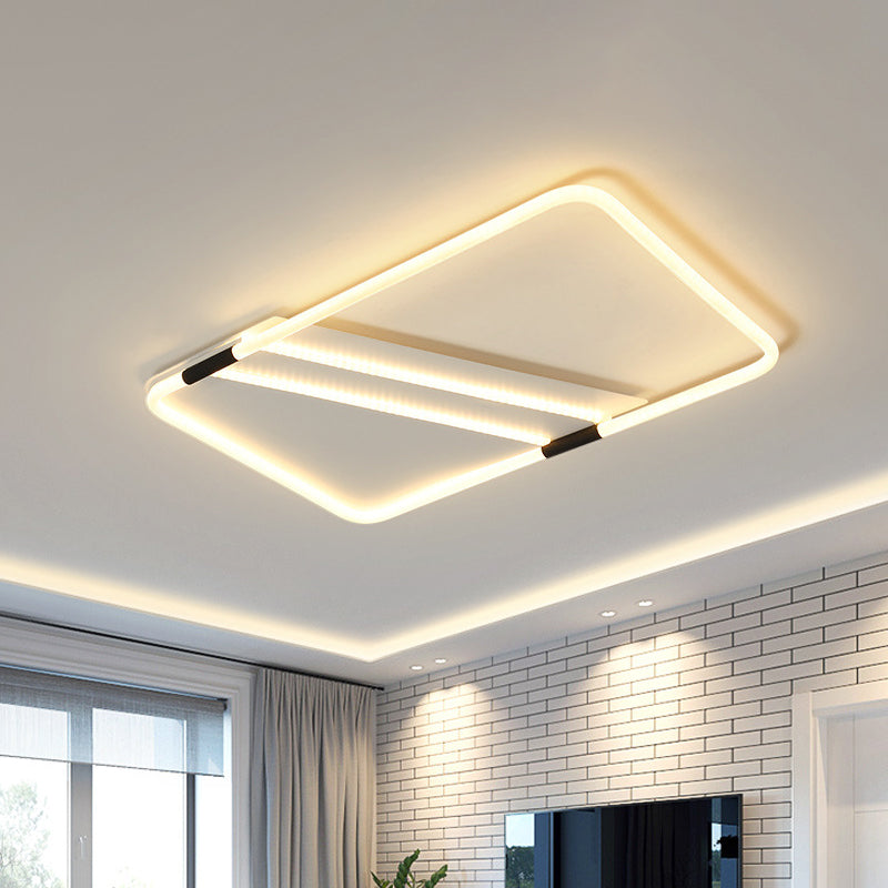 Simple LED Ceiling Flush Light White Rectangle/Round/Square Flushmount Lighting with Acrylic Shade in Warm/White Light Clearhalo 'Ceiling Lights' 'Close To Ceiling Lights' 'Close to ceiling' 'Flush mount' Lighting' 1934603