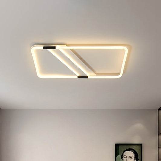 Simple LED Ceiling Flush Light White Rectangle/Round/Square Flushmount Lighting with Acrylic Shade in Warm/White Light Clearhalo 'Ceiling Lights' 'Close To Ceiling Lights' 'Close to ceiling' 'Flush mount' Lighting' 1934604
