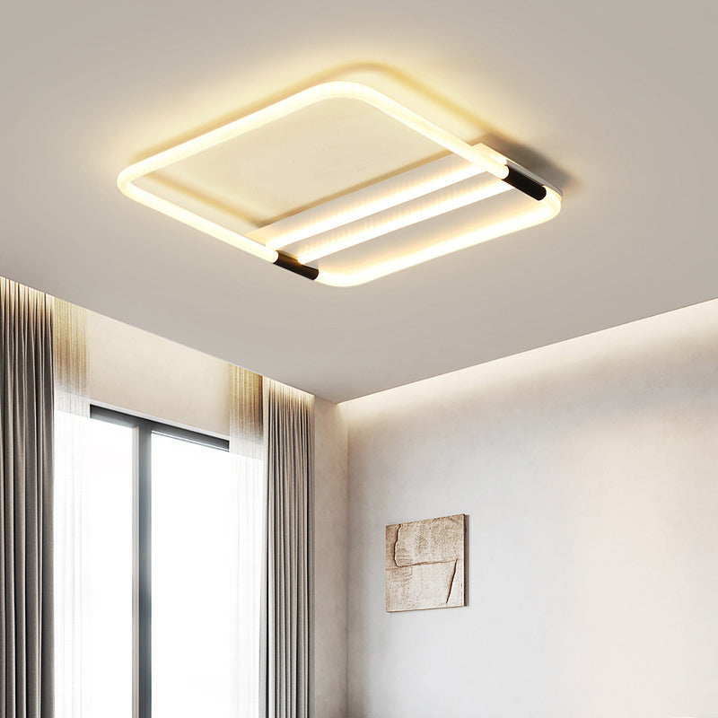 Simple LED Ceiling Flush Light White Rectangle/Round/Square Flushmount Lighting with Acrylic Shade in Warm/White Light White Square Clearhalo 'Ceiling Lights' 'Close To Ceiling Lights' 'Close to ceiling' 'Flush mount' Lighting' 1934612