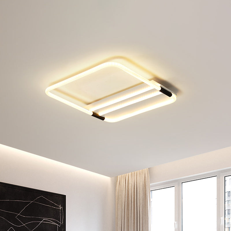 Simple LED Ceiling Flush Light White Rectangle/Round/Square Flushmount Lighting with Acrylic Shade in Warm/White Light Clearhalo 'Ceiling Lights' 'Close To Ceiling Lights' 'Close to ceiling' 'Flush mount' Lighting' 1934613