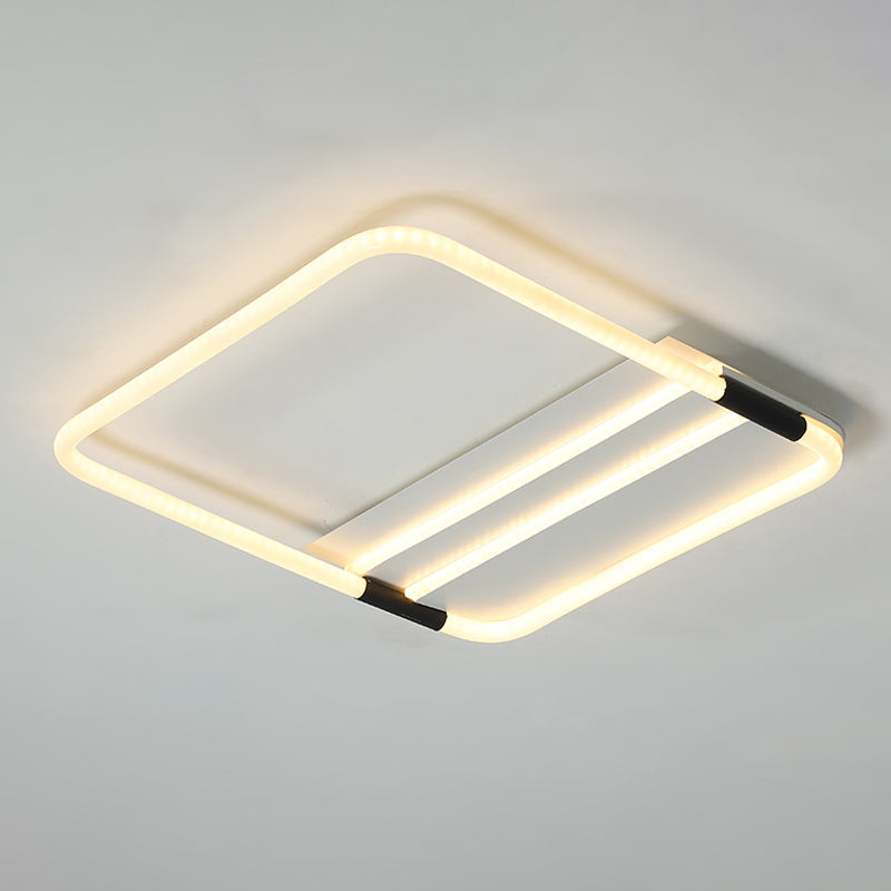 Simple LED Ceiling Flush Light White Rectangle/Round/Square Flushmount Lighting with Acrylic Shade in Warm/White Light Clearhalo 'Ceiling Lights' 'Close To Ceiling Lights' 'Close to ceiling' 'Flush mount' Lighting' 1934615