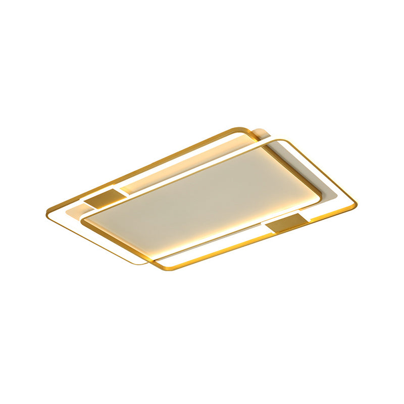 Double Square/Rectangle Parlor Ceiling Lamp Metal Minimalist LED Flush Mount Light in Gold, Warm/White Light Clearhalo 'Ceiling Lights' 'Close To Ceiling Lights' 'Close to ceiling' 'Flush mount' Lighting' 1934620