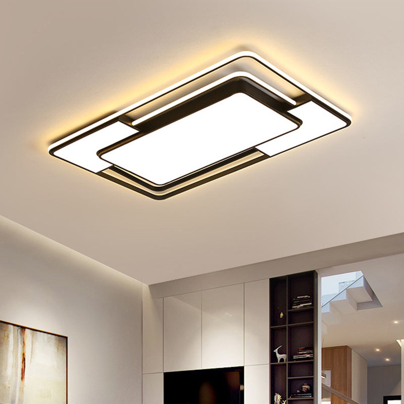 Acrylic Square/Rectangular Ceiling Light Modern Black LED Flush Mount in Warm/White/3 Color Light for Living Room Clearhalo 'Ceiling Lights' 'Close To Ceiling Lights' 'Close to ceiling' 'Flush mount' Lighting' 1934628