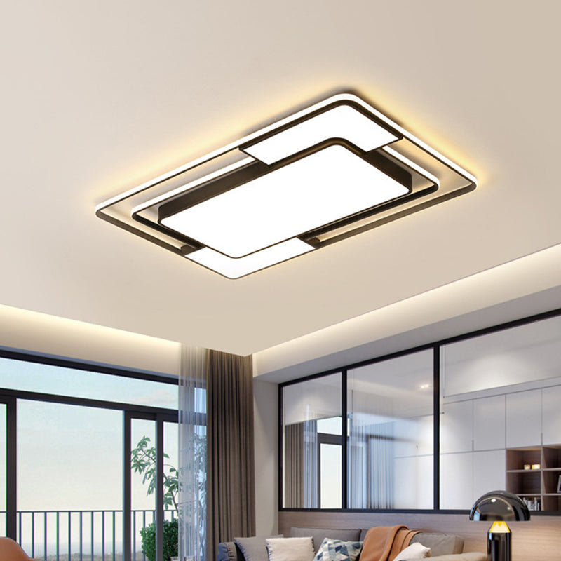 Acrylic Square/Rectangular Ceiling Light Modern Black LED Flush Mount in Warm/White/3 Color Light for Living Room Clearhalo 'Ceiling Lights' 'Close To Ceiling Lights' 'Close to ceiling' 'Flush mount' Lighting' 1934629