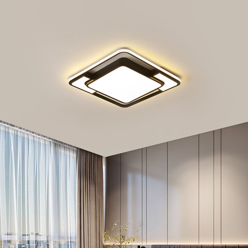 Acrylic Square/Rectangular Ceiling Light Modern Black LED Flush Mount in Warm/White/3 Color Light for Living Room Clearhalo 'Ceiling Lights' 'Close To Ceiling Lights' 'Close to ceiling' 'Flush mount' Lighting' 1934633