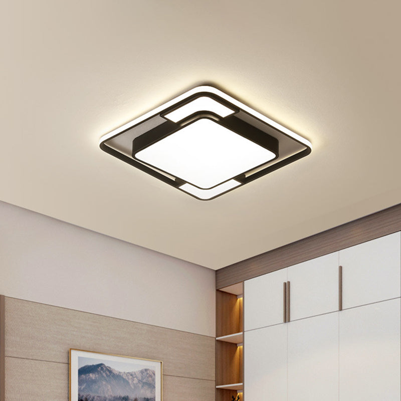 Acrylic Square/Rectangular Ceiling Light Modern Black LED Flush Mount in Warm/White/3 Color Light for Living Room Clearhalo 'Ceiling Lights' 'Close To Ceiling Lights' 'Close to ceiling' 'Flush mount' Lighting' 1934634