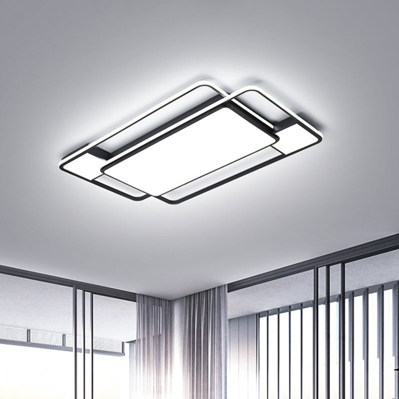 Parallel Square/Rectangle LED Flush Mount Minimalist Acrylic Black Close to Ceiling Lamp in Warm/White/3 Color Light Clearhalo 'Ceiling Lights' 'Close To Ceiling Lights' 'Close to ceiling' 'Flush mount' Lighting' 1934638