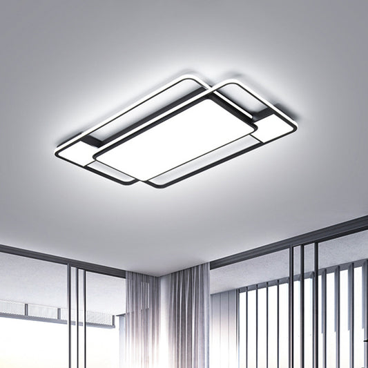 Parallel Square/Rectangle LED Flush Mount Minimalist Acrylic Black Close to Ceiling Lamp in Warm/White/3 Color Light Clearhalo 'Ceiling Lights' 'Close To Ceiling Lights' 'Close to ceiling' 'Flush mount' Lighting' 1934638