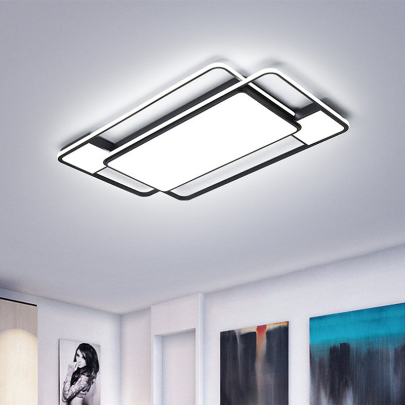 Parallel Square/Rectangle LED Flush Mount Minimalist Acrylic Black Close to Ceiling Lamp in Warm/White/3 Color Light Clearhalo 'Ceiling Lights' 'Close To Ceiling Lights' 'Close to ceiling' 'Flush mount' Lighting' 1934639