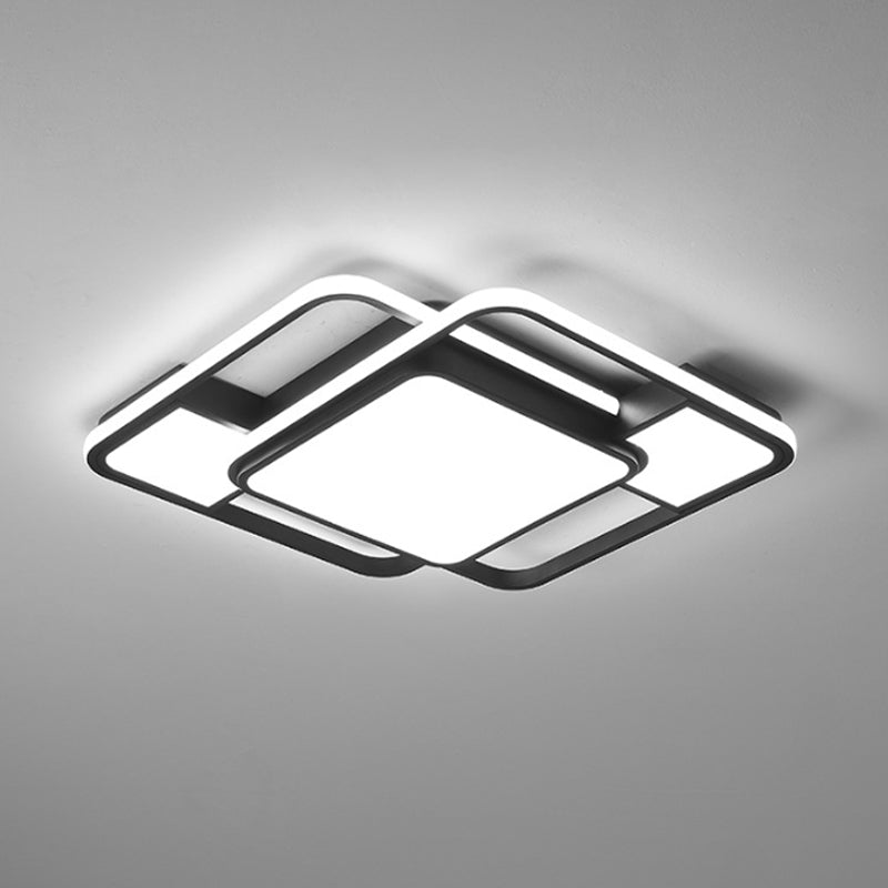 Parallel Square/Rectangle LED Flush Mount Minimalist Acrylic Black Close to Ceiling Lamp in Warm/White/3 Color Light Clearhalo 'Ceiling Lights' 'Close To Ceiling Lights' 'Close to ceiling' 'Flush mount' Lighting' 1934645