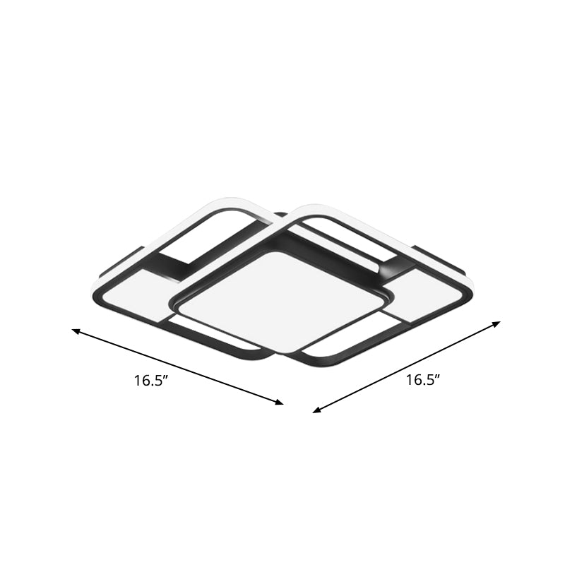 Parallel Square/Rectangle LED Flush Mount Minimalist Acrylic Black Close to Ceiling Lamp in Warm/White/3 Color Light Clearhalo 'Ceiling Lights' 'Close To Ceiling Lights' 'Close to ceiling' 'Flush mount' Lighting' 1934646