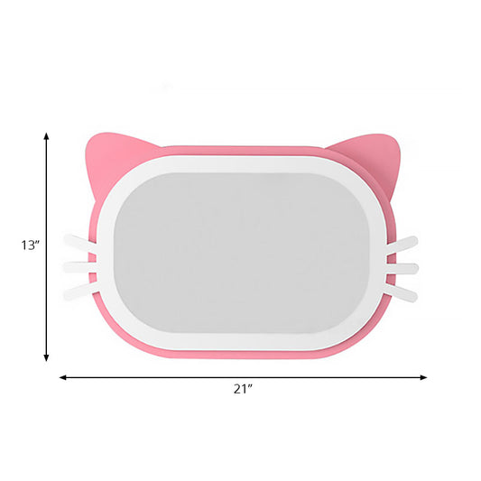 Cartoon Square Kitten Ceiling Mount Light Acrylic Pink Flush Ceiling Lamp for Girls Bedroom Clearhalo 'Ceiling Lights' 'Close To Ceiling Lights' 'Close to ceiling' 'Flush mount' Lighting' 193464