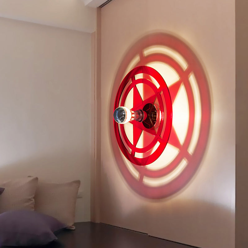 Metal Star Sconce Light Single Head Contemporary Wall Lamp for Boys Bedroom Stairway Red Clearhalo 'Wall Lamps & Sconces' 'Wall Lights' Lighting' 193465