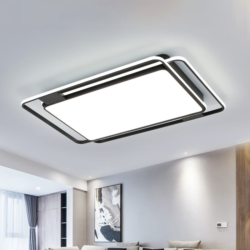 Black Square/Round/Rectangle Ceiling Flush Modern LED Acrylic Flushmount Lighting in Warm/White Light for Bedroom Clearhalo 'Ceiling Lights' 'Close To Ceiling Lights' 'Close to ceiling' 'Flush mount' Lighting' 1934659