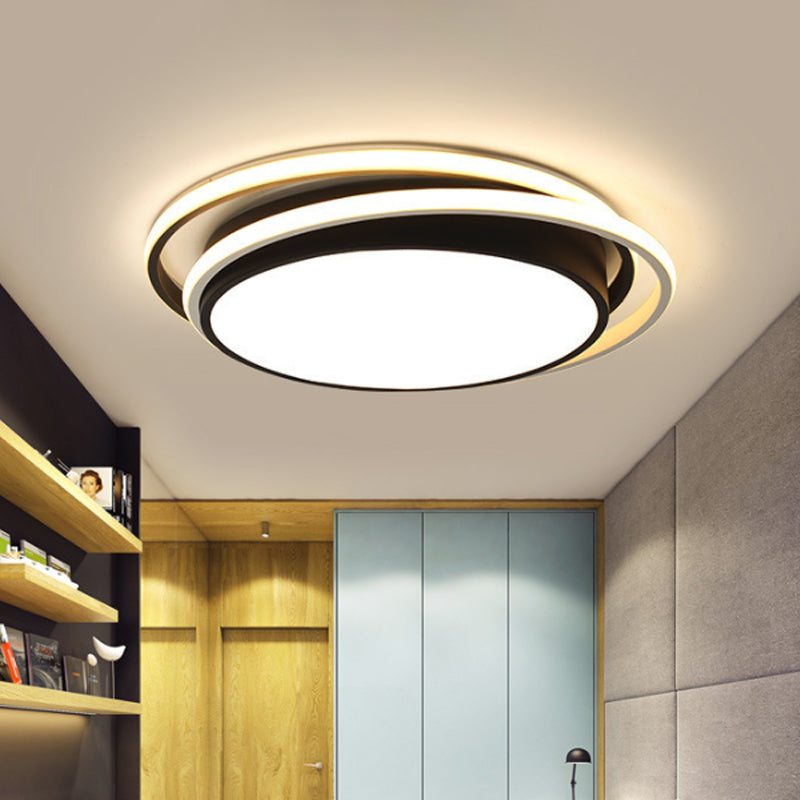 Black Square/Round/Rectangle Ceiling Flush Modern LED Acrylic Flushmount Lighting in Warm/White Light for Bedroom Black Round Clearhalo 'Ceiling Lights' 'Close To Ceiling Lights' 'Close to ceiling' 'Flush mount' Lighting' 1934662