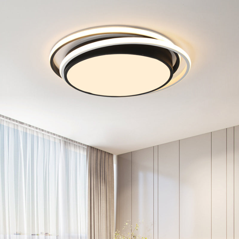 Black Square/Round/Rectangle Ceiling Flush Modern LED Acrylic Flushmount Lighting in Warm/White Light for Bedroom Clearhalo 'Ceiling Lights' 'Close To Ceiling Lights' 'Close to ceiling' 'Flush mount' Lighting' 1934663